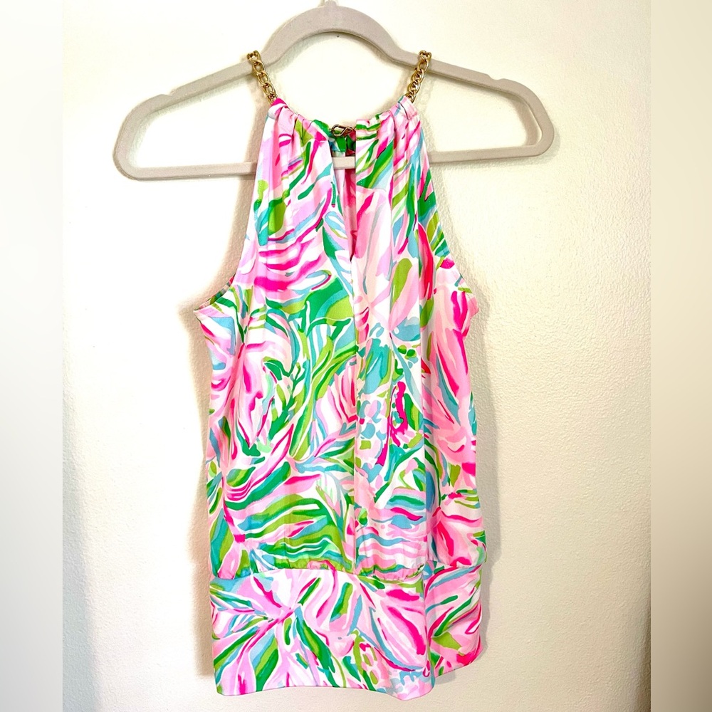 Lilly Pulitzer Pink and Green Tropical Blouse - Picture 3 of 3